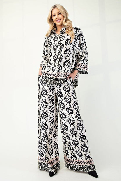 Nicole Kay Paisley Printed Pant Set - Hylera - HLY2954F-1 - image_size - Nicole Printed Pant Set