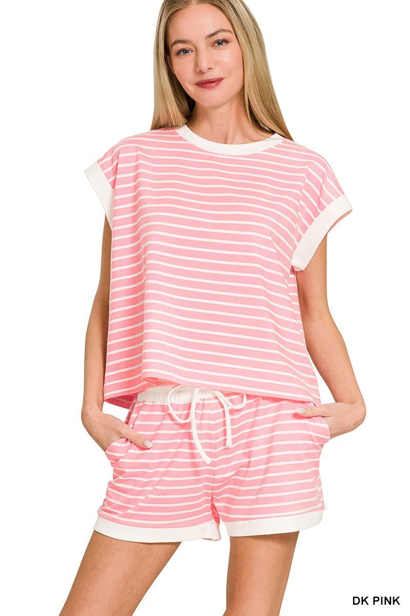 Pink Baby Stripped Short Set - Hylera -  - image_size - Pink Baby Stripped Short Set