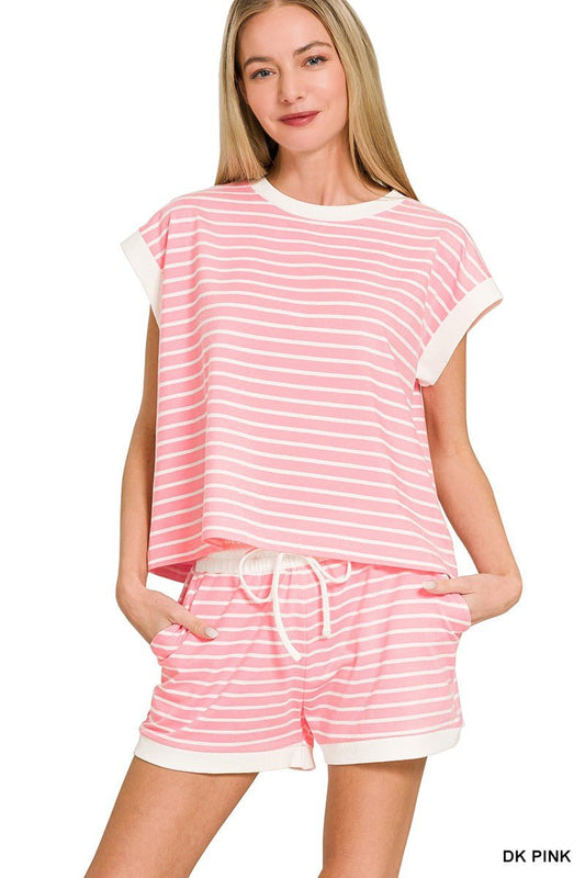 Pink Baby Stripped Short Set - Hylera -  - image_size - Pink Baby Stripped Short Set