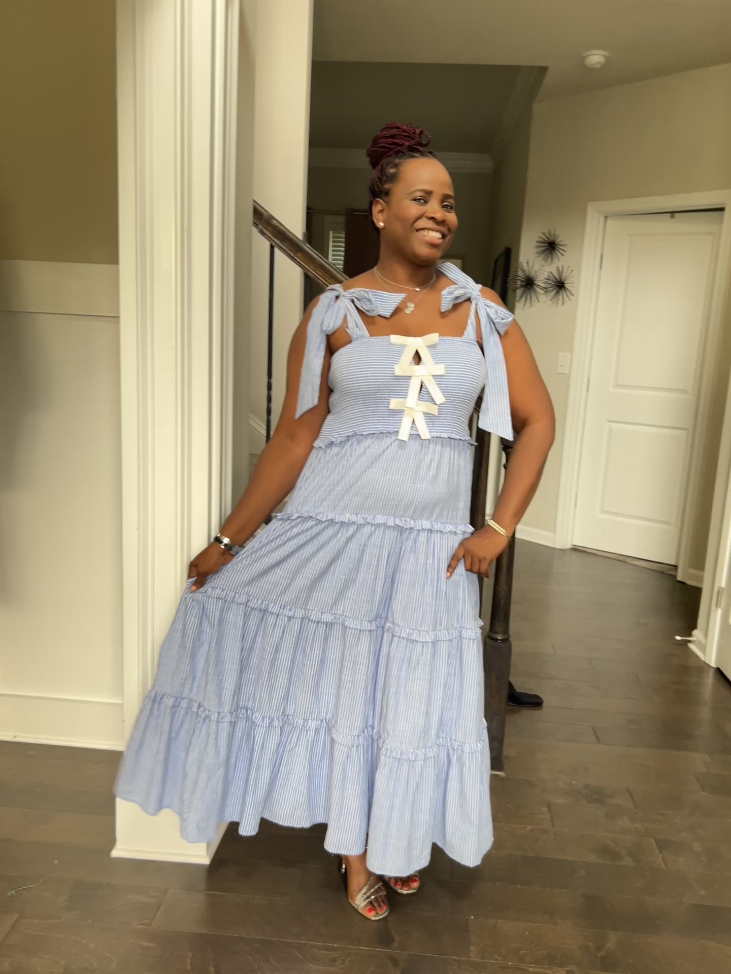 Amelia Glamour Striped Smocked Dress