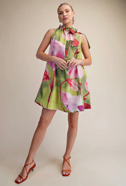 Sade Lemon Flowery Dress - Hylera -  - image_size - Sade Lemon Flowery Dress