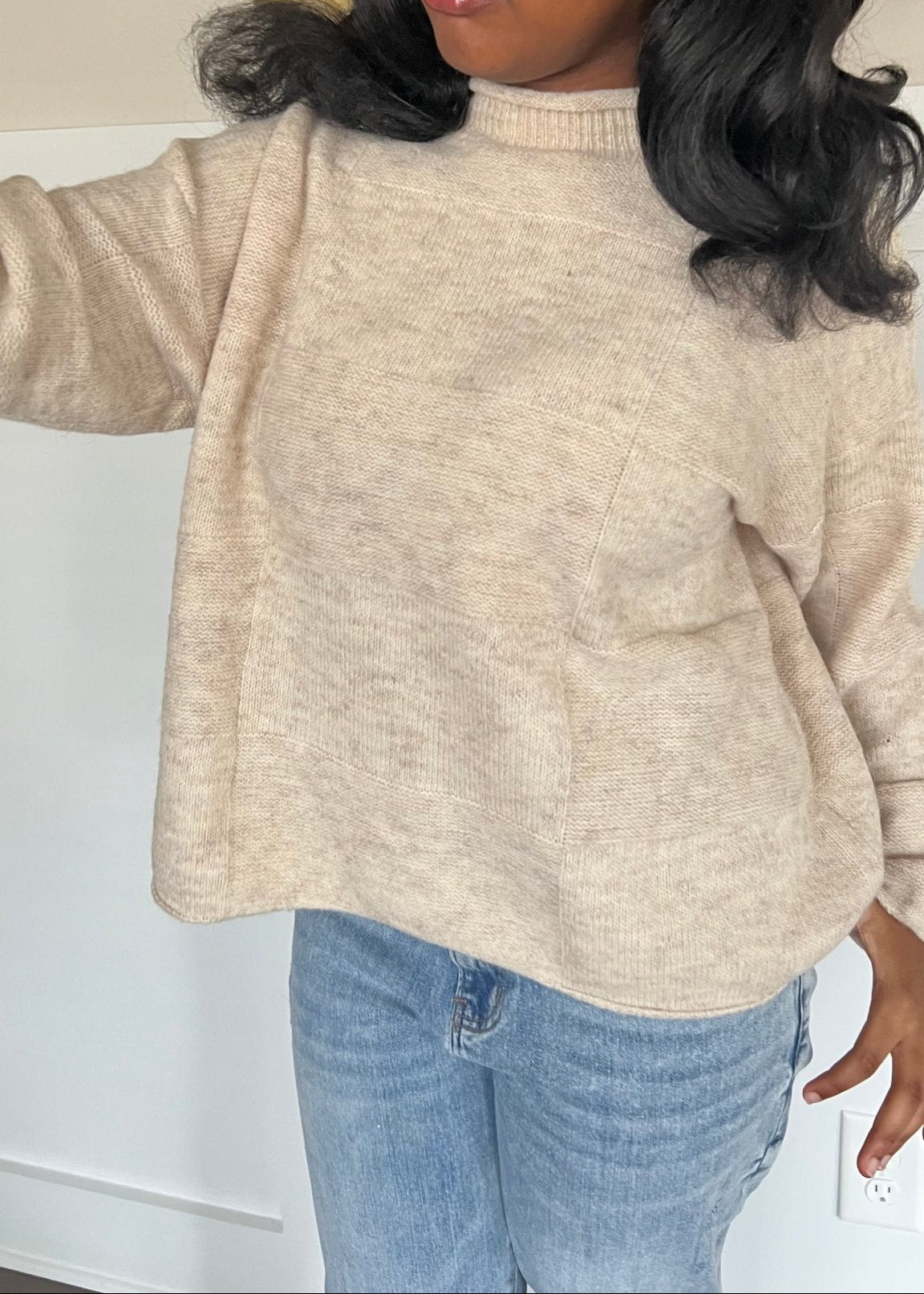 Sandsilk Soft Plain Checkered Sweater - Hylera - HLY7876B-1 - image_size - Sandsilk Plain Checkered Sweater