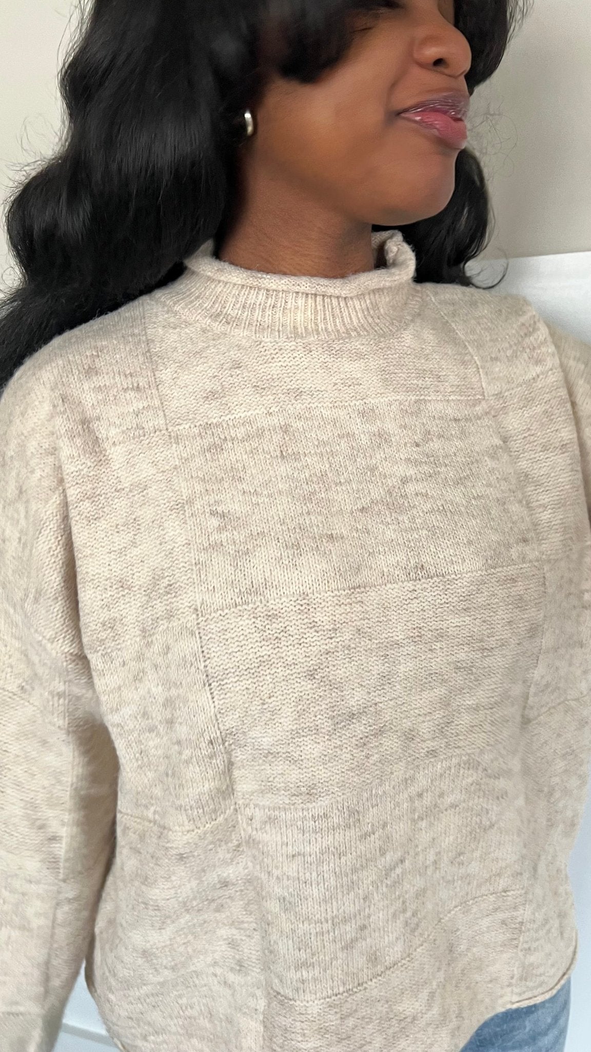 Sandsilk Soft Plain Checkered Sweater