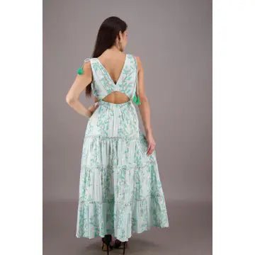 Sicily Cutout Tiered Dress in Green - Hylera - HLY70701 - image_size - Sicily Cutout Tiered Dress in Green