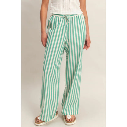 Striped Pants in Refreshing Green Shade - Hylera -  - image_size - Spring Green Stripped Pants