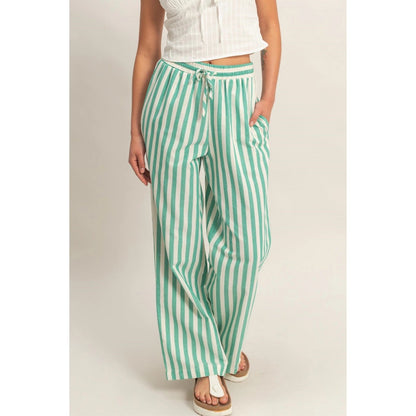 Striped Pants in Refreshing Green Shade - Hylera -  - image_size - Spring Green Stripped Pants