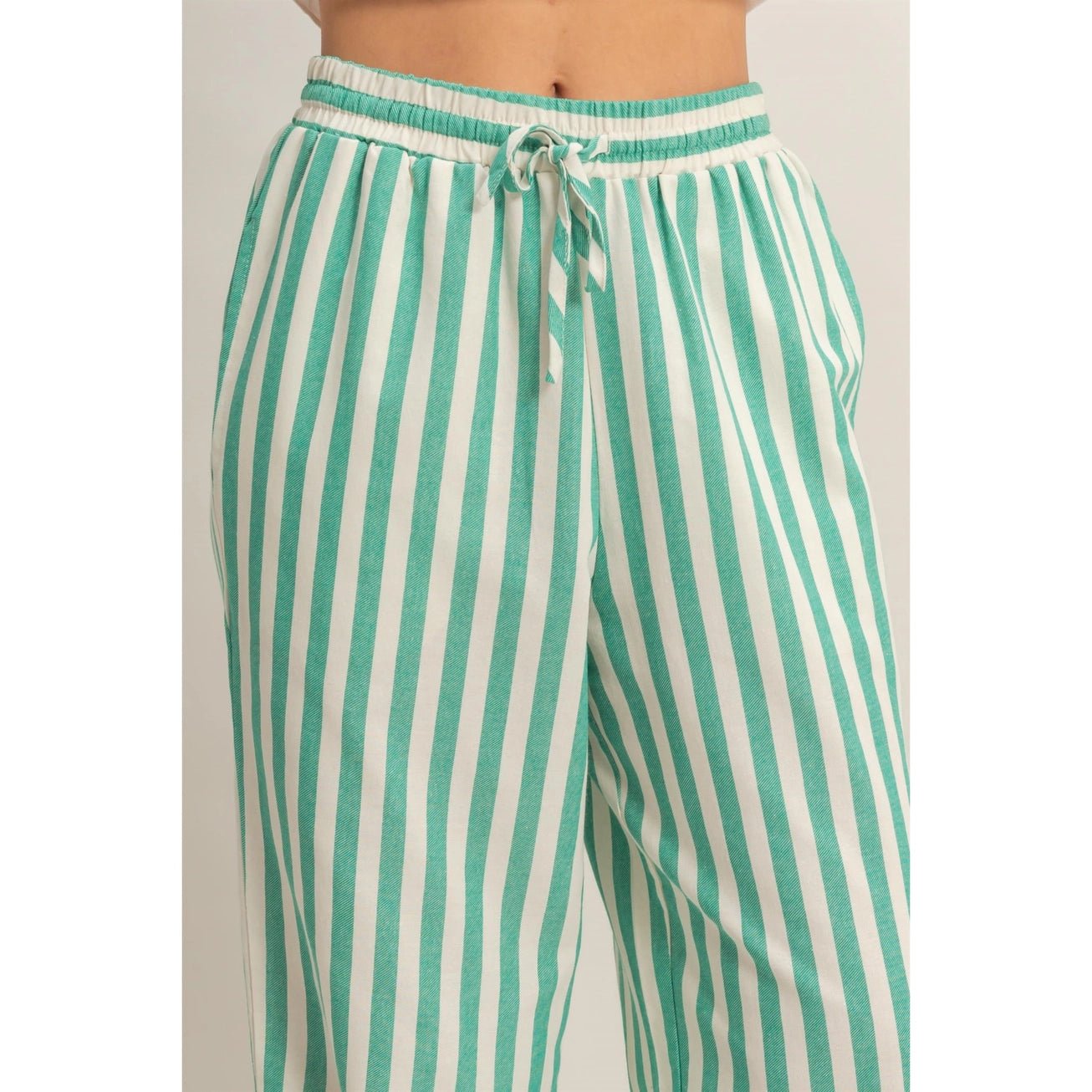 Striped Pants in Refreshing Green Shade- Hylera -  - image_size - Spring Green Stripped Pants