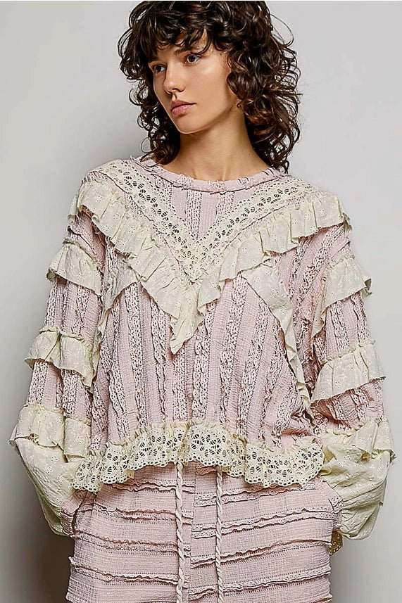 The Bethany Eyelet Free Mix Top - Hylera - HYL254601 - image_size - The Bethany Eyelet Free Mix Top