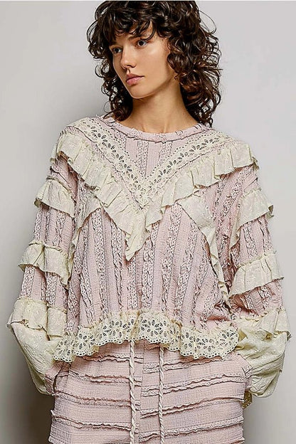 The Bethany Eyelet Free Mix Top - Hylera - HYL254601 - image_size - The Bethany Eyelet Free Mix Top