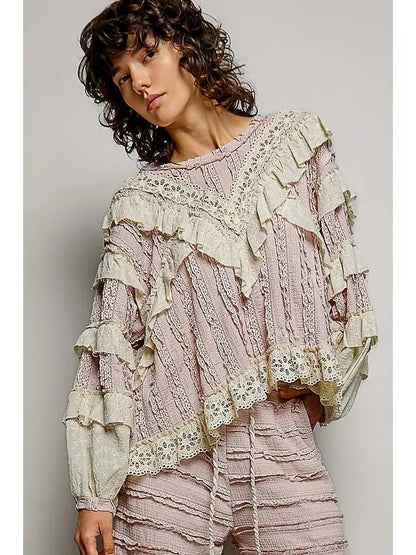 The Bethany Eyelet Free Mix Top - Hylera - HYL254601 - image_size - The Bethany Eyelet Free Mix Top