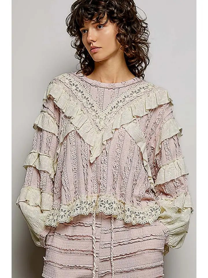 The Bethany Eyelet Free Mix Top - Hylera - HYL254601 - image_size - The Bethany Eyelet Free Mix Top