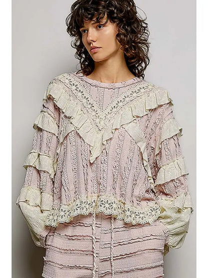 The Bethany Eyelet Free Mix Top - Hylera - HYL254601 - image_size - The Bethany Eyelet Free Mix Top