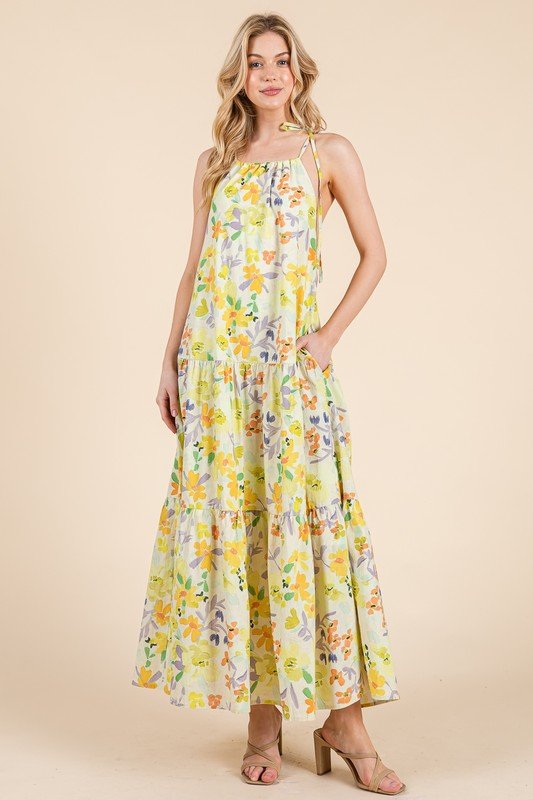 Vacation Ready Multi Lemon Color Tiered Dress - Hylera - HYL6061L - image_size - Vacation Ready Multi Lemon Color Tiered Dress