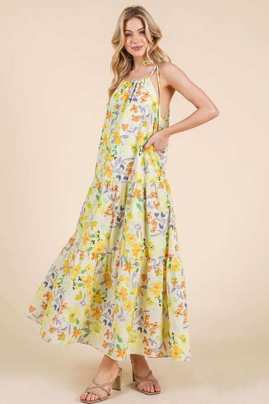 Vacation Ready Multi Lemon Color Tiered Dress - Hylera - HYL6061L - image_size - Vacation Ready Multi Lemon Color Tiered Dress