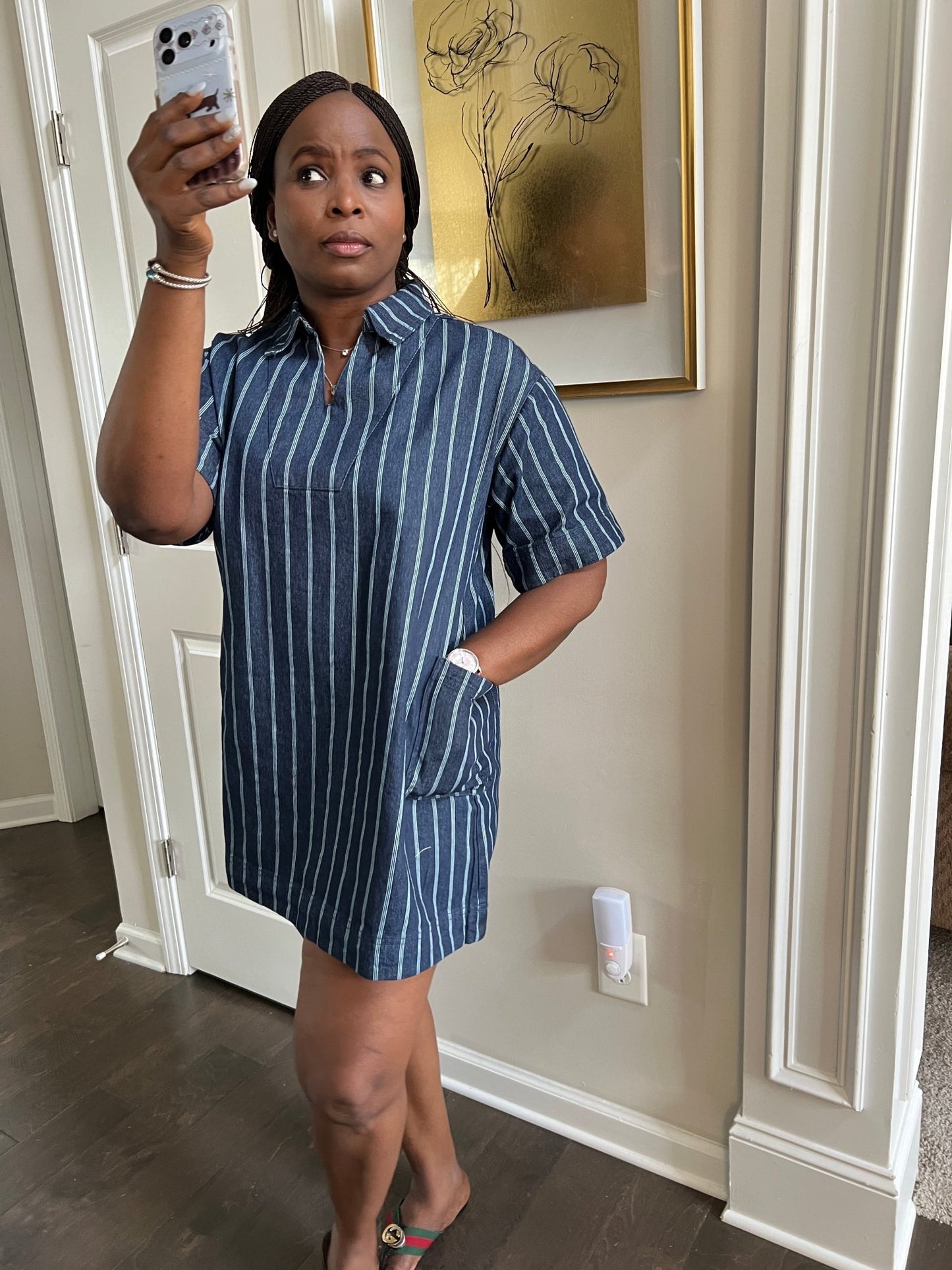 Vertical Denim Short Dress - Hylera -  - image_size - Vertical Denim Short Dress